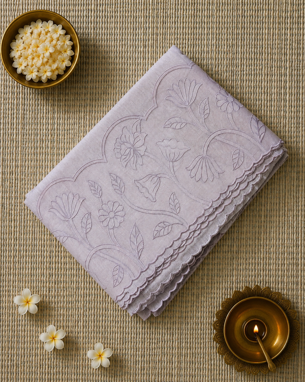 Pure Linen Saree with Beautiful Applique Work