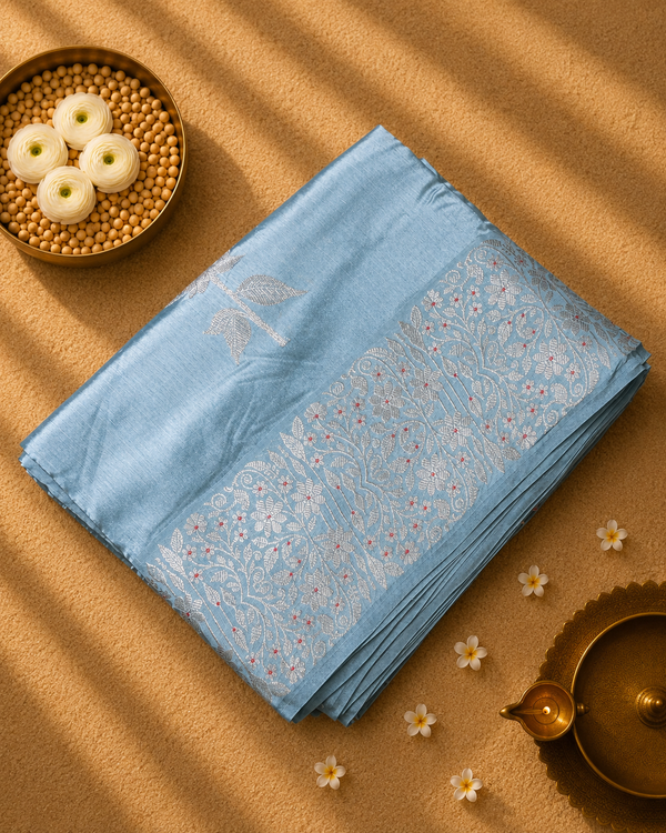 Raw Mango Saree with woven motifs