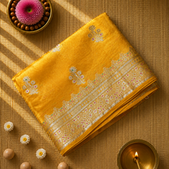 Pure Kora Silk Saree in Prisitine Yellow