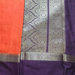 Premium Semi Mysore Crepe in Vintage Checks with Gap Border