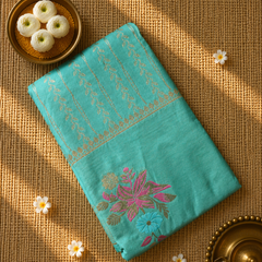 Premium Semi Mysore Crepe with Woven Meena Butis and Rich Pallu