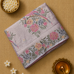 Pure Kora TissueSaree with Exquisite Petit Point Embroidery