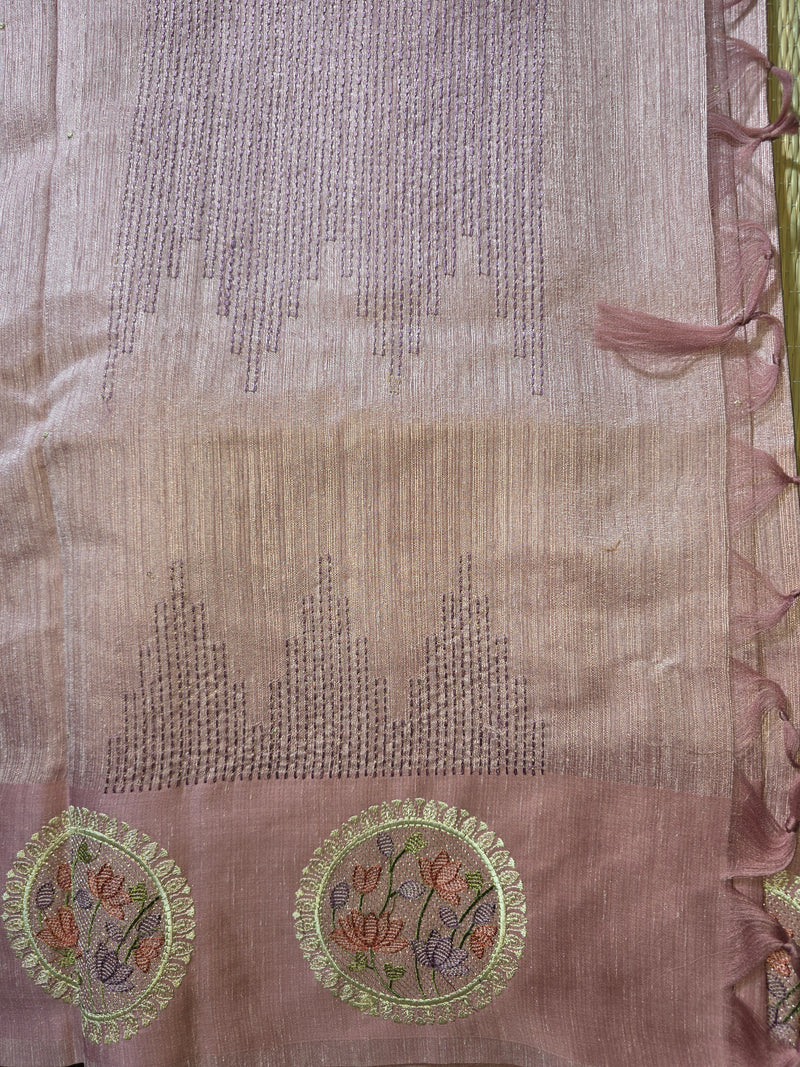 Tussar Linen Saree with Embroidery