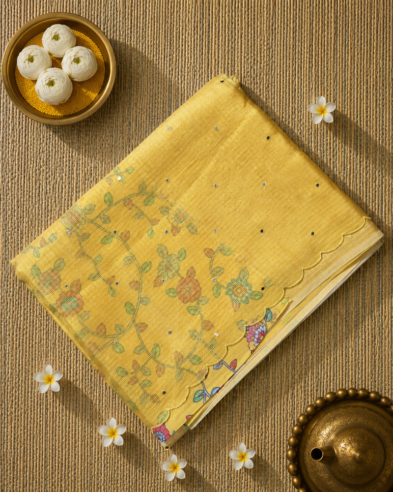 Ombre Shaded Kota Silk Saree with Kalamkari Blouse