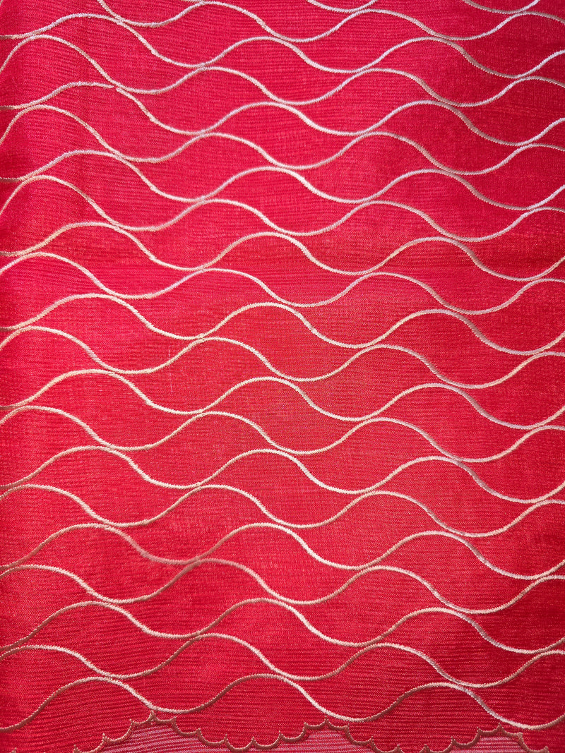 Kota Silk Saree with Scallop Border and Thread Embroidery