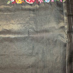 Tussar Silk Saree with Embroidery and Zari Stripes