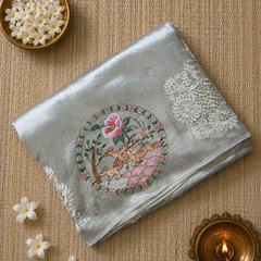 Pure Kora Tissue Saree with Beautiful Embroidery