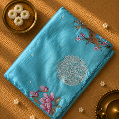Pure Raw Silk Saree with Cutwork and Embroidery