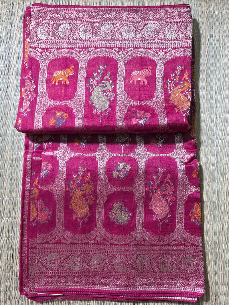 Maroon Tussar Gorgette Saree with all over woven motifs