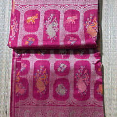 Maroon Tussar Gorgette Saree with all over woven motifs