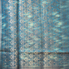 Blue Pure Chiniya Silk Saree with Rich Pallu and Blouse