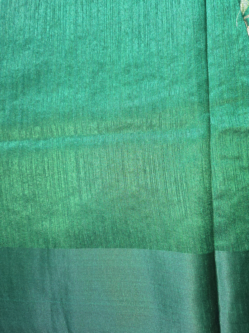 Tussar Linen Saree with Intricate Floral Embroidery