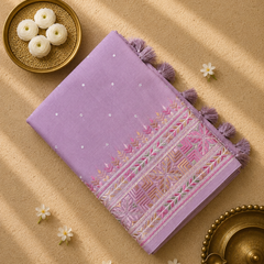 Linen Tissue Saree with Embroidery and Mirror Work