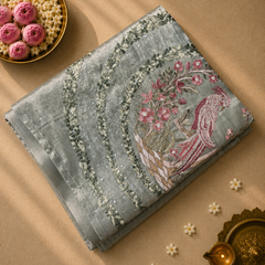 Pure Tissue Saree with Embroidered Pallu and Blouse