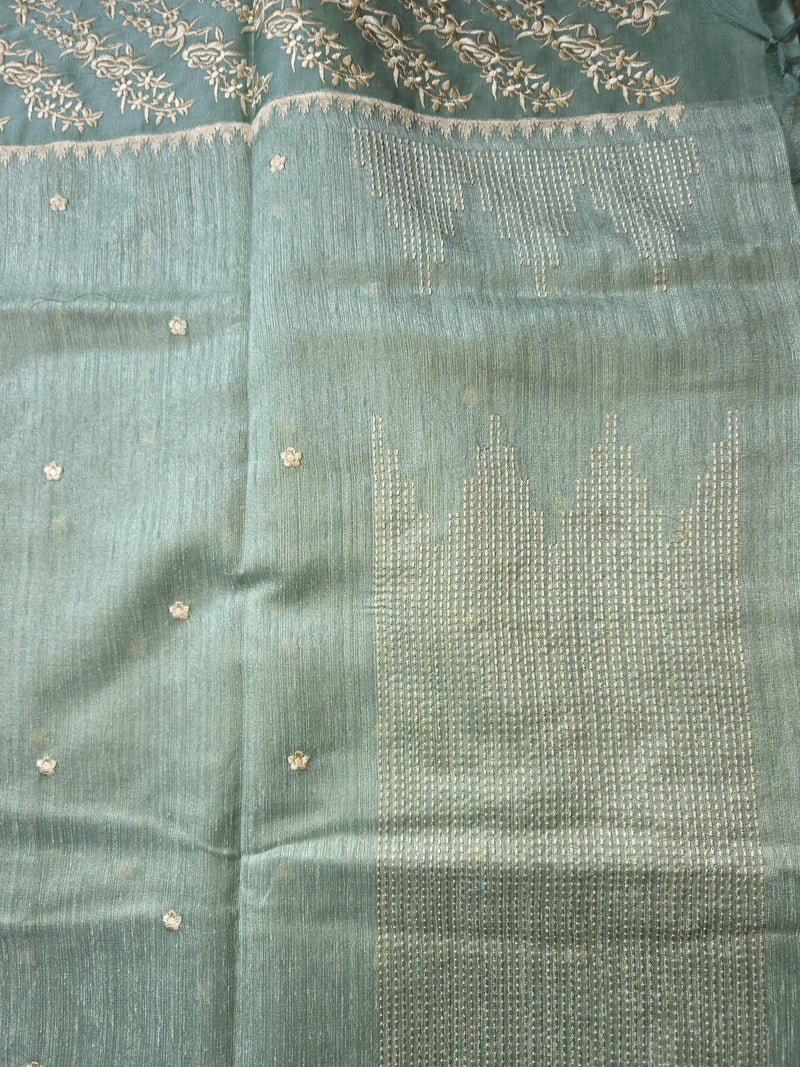 Tussar Linen Saree with Embroidery