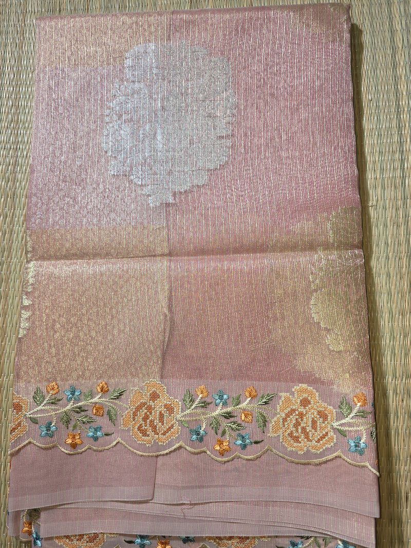 Kota Tissue Saree with Sona Rupa Zari and Scallop Border