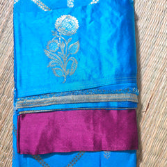 Crepe Saree with Contrast Blouse , Rich Pallu and Satin Border