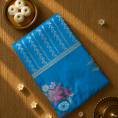 Premium Semi Mysore Crepe with Woven Meena Butis and Rich Pallu