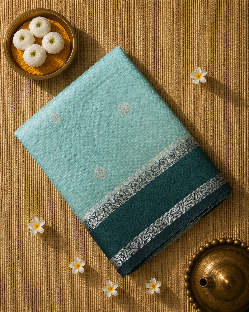 Premium Semi Mysore Crepe Saree with Thread Weaving and Rich Pallu
