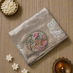 Pure Kora Tissue Saree with Beautiful Embroidery