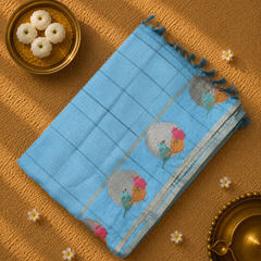 Pure Tussar Silk Saree with Zari Weaving and Embroidery