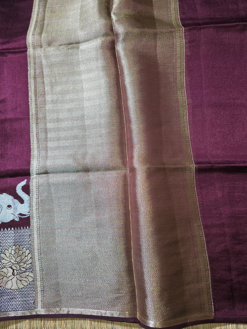 Tussar Silk Saree with woven Pattern in Skirt Border