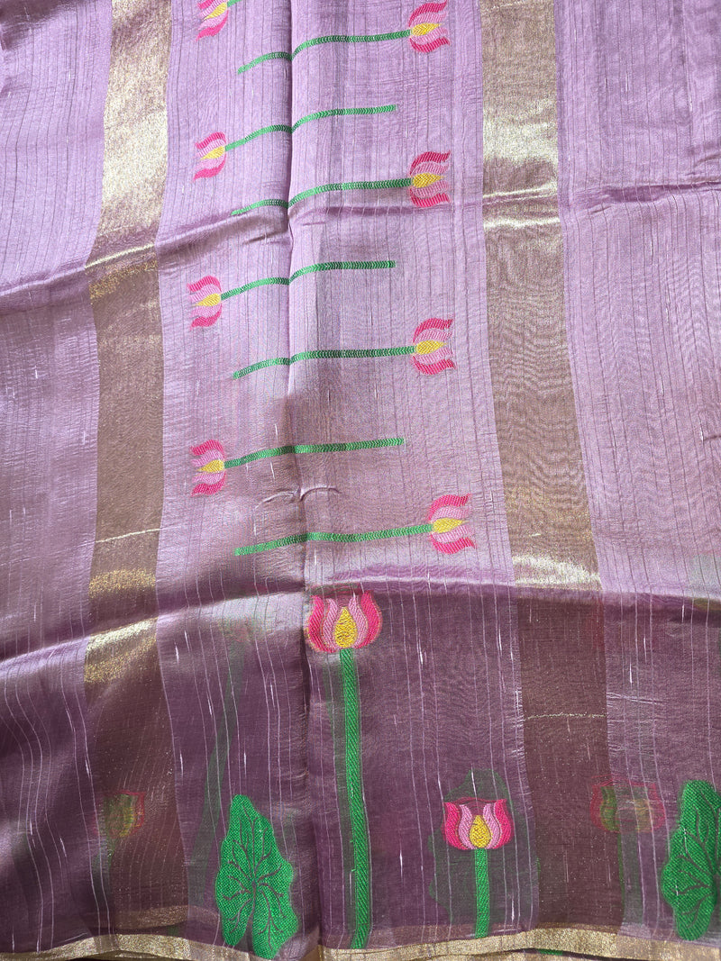 Purre Raw Silk Saree with Jamdani Weaving