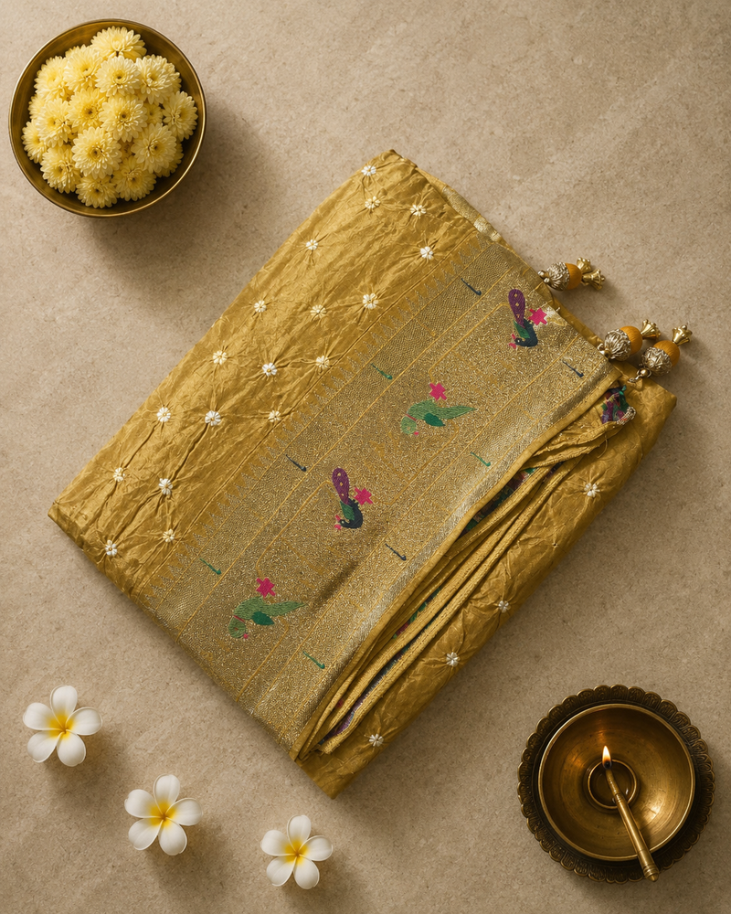 Bandhani Saree with Pithani Border