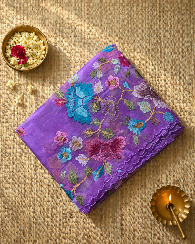 Pure Organza Saree with Jaal Thread Work