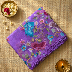 Pure Organza Saree with Jaal Thread Work
