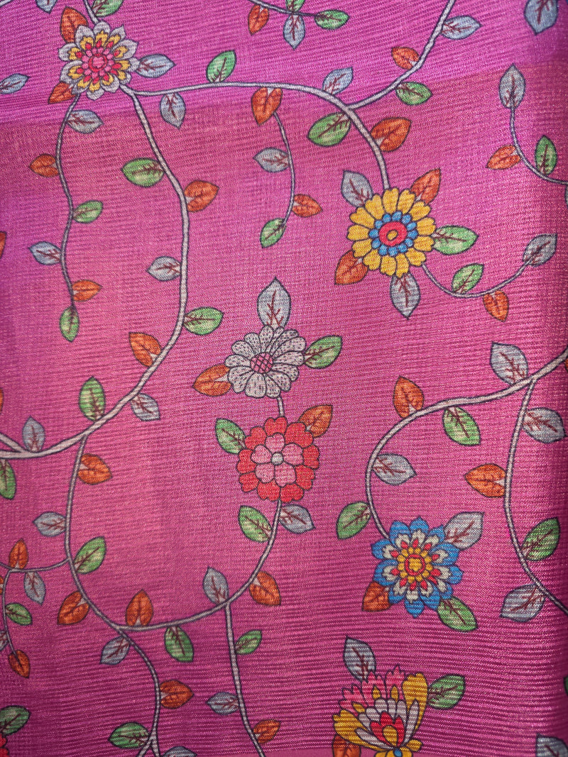 Ombre Shaded Kota Silk Saree with Kalamkari Blouse