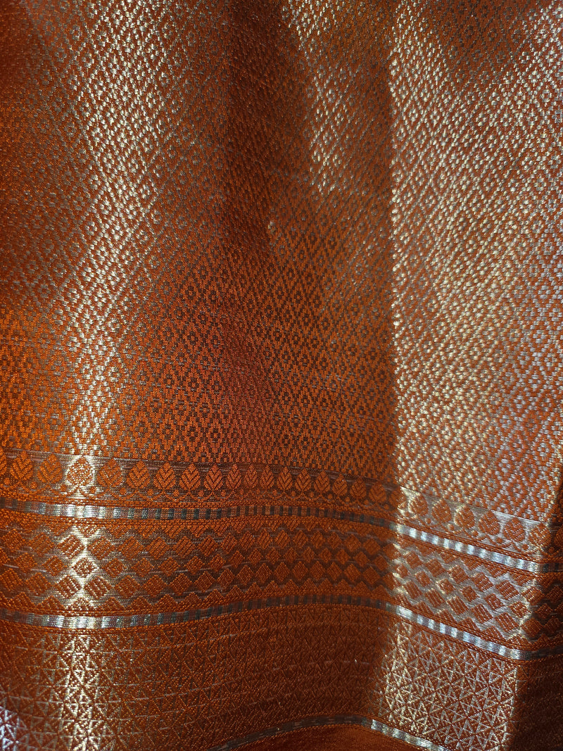 Orange Pure Kora Silk Saree
