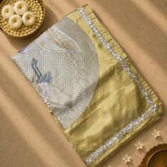Pure Raw Silk Saree with Falcon Embroidered Pallu