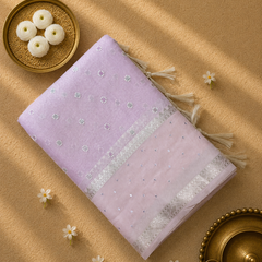 Linen Tissue Saree with Mirror work