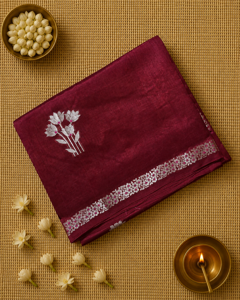 Pure Raw Green Mango Saree with Rich Pallu