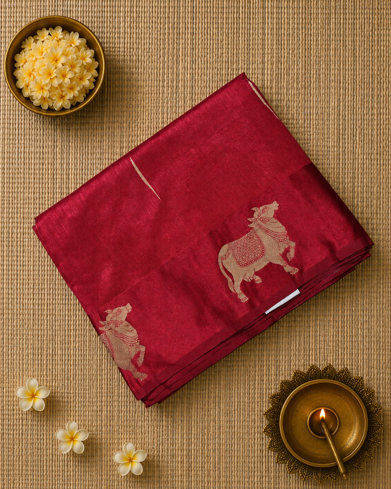Tussar Silk Saree with Beautiful Pichwai Border and Pallu