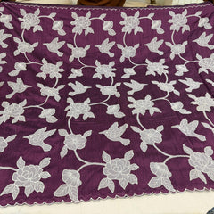 Maroon Pure Kora Raw Silk with all over Applique work
