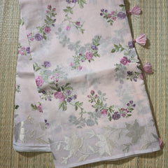 Kota Tissue Saree with Floral Woven Border and Embroidery