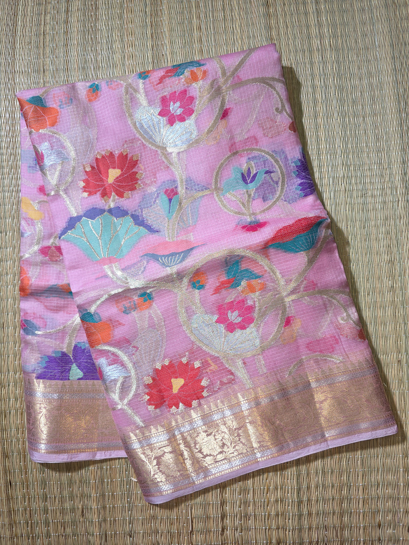 Pure Kota Doria Saree with Jaal Weaving