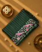 Pure Tussar Silk Saree with Vertical Zari Stripes and Embroidery