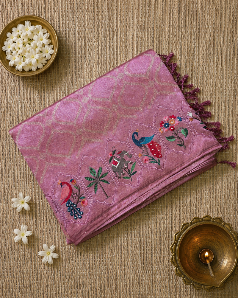 Pure Kota Doria Saree with Embroidery