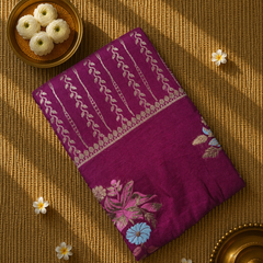 Premium Semi Mysore Crepe with Woven Meena Butis and Rich Pallu