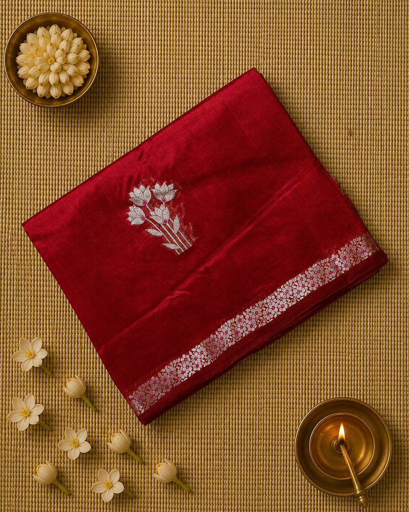 Pure Raw Green Mango Saree with Rich Pallu