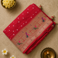 Bandhani Saree with Pithani Border