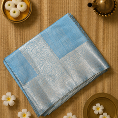 Tussar Saree with Vertical Zari Weaving and Rich Pallu