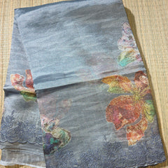 Pure Tissue Saree in Digital Print and Work on Border