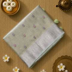 Kota Tissue Saree with Embroidery