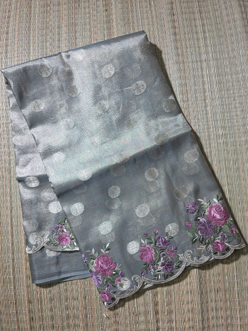 Banarasi Tissue Saree with Scallop Border