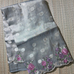 Banarasi Tissue Saree with Scallop Border