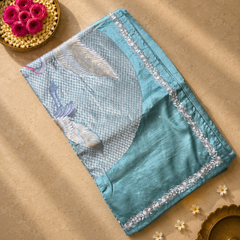 Pure Raw Silk Saree with Falcon Embroidered Pallu